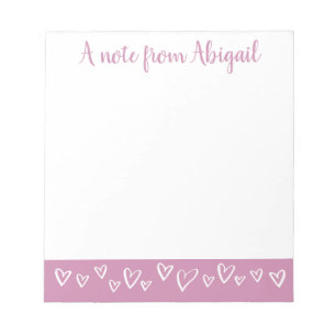 Bloc De Notas Una nota de Personalized Stationery Hearts Lilac