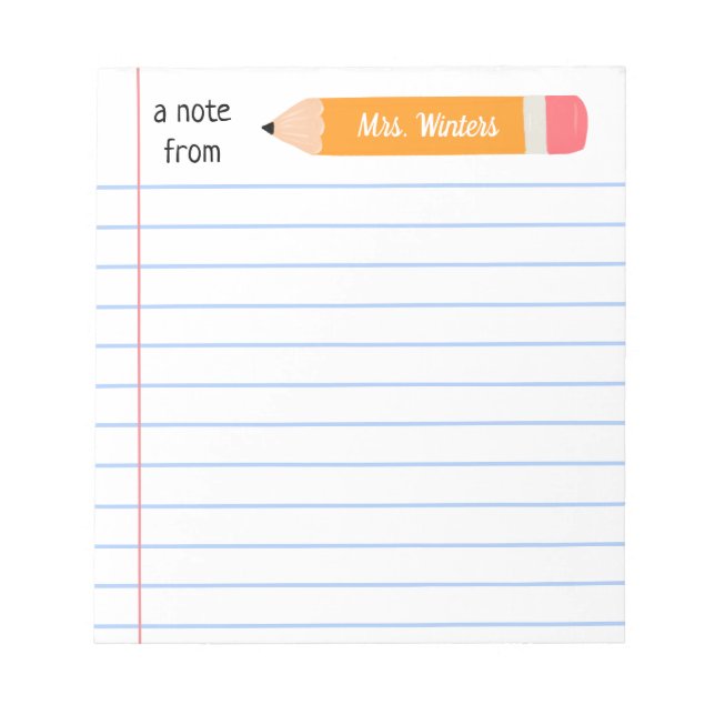 Bloc De Notas Una nota del lápiz amarillo... enseña regalo. (Frente)