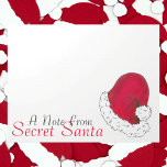 Bloc De Notas Una nota del secreto de Santa Claus Feliz Navidad<br><div class="desc">El diseño presenta un ilustracion original de un gorra de Santa Claus rojo. Perfecto como regalo secreto de Papá Noel o favor de fiesta de Navidades! ¿No ves lo que estás buscando? ¿Necesita ayuda con la personalización? Contacte con Rebecca para que tenga algo diseñado para usted.</div>