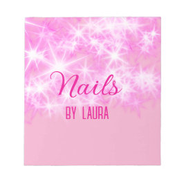 Bloc De Notas Uñas brillantes pastel rosado de chica agregar nom
