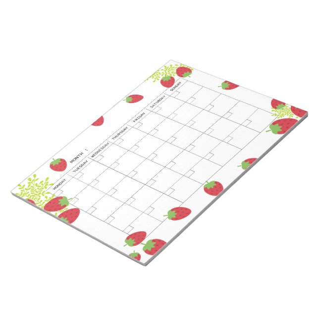 Bloc De Notas Undated Minimal Strawberry Monthly Planner  (Lado Derecho)