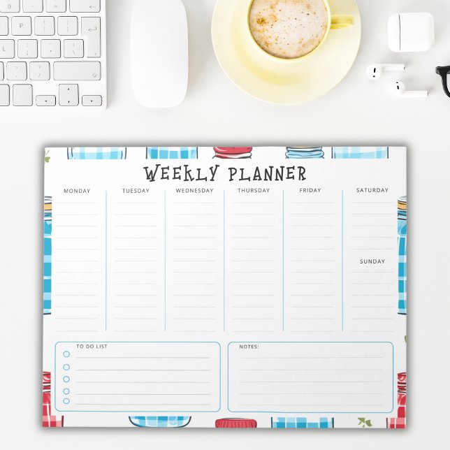 Bloc De Notas Undated Vertical Weekly Planner, Blue and Red (Subido por el creador)