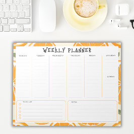 Bloc De Notas Undated Vertical Weekly Planner, Orange Border