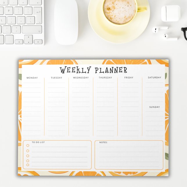 Bloc De Notas Undated Vertical Weekly Planner, Orange Border (Subido por el creador)