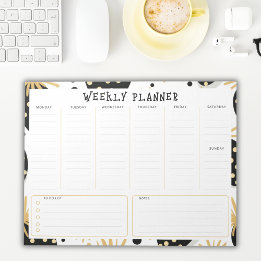 Bloc De Notas Undated Weekly Planner, Black and Gold Accents 