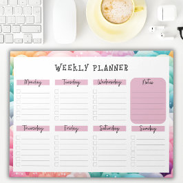 Bloc De Notas Undated Weekly Planner, Rainbow Cloud Border Notep