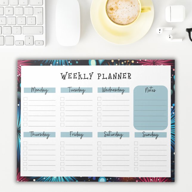 Bloc De Notas Undated Weekly Planner with Fireworks Border (Subido por el creador)