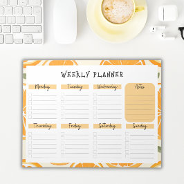 Bloc De Notas Undated Weekly Planner with Orange Slice Border