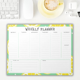 Bloc De Notas Undated Weekly Planner, Yellow and Green Accents