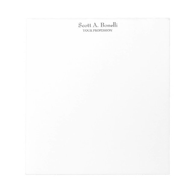 Bloc De Notas Único Elegante Plano Simple Blanco Especial (Frente)