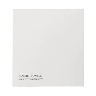 Bloc De Notas Único Moderno Gris Platino Minimalista Elegante