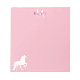 Bloc De Notas Unicorn pink monogram name 