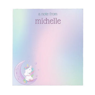Bloc De Notas Unicornio arcoiris Pastel personalizado