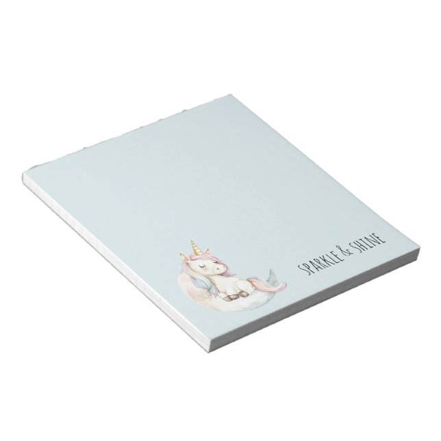 Bloc De Notas Unicornio Azul en Nube (Lado Derecho)