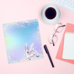 Bloc De Notas Unicornio blanco Purpurina mágico
