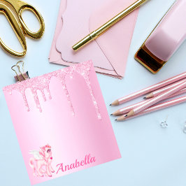 Bloc De Notas Unicornio rosa con goteo de purpurina