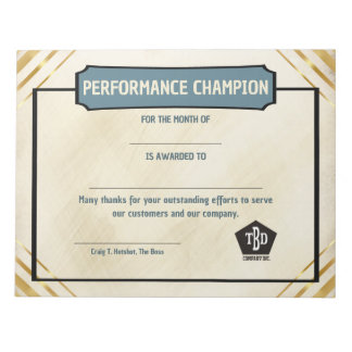Bloc De Notas Universal employoee performance award certificates