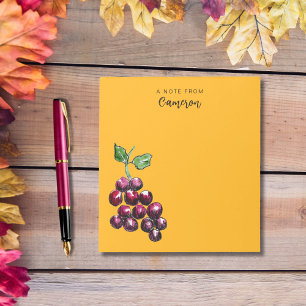 Bloc De Notas Uvas de acuarela de color de la mano de época dora