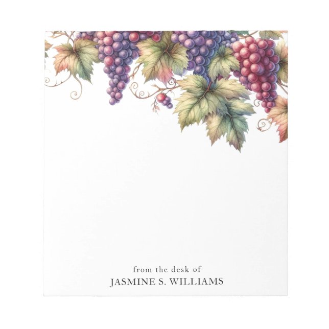 Bloc De Notas Uvas en el vino desde la mesa de (Frente)