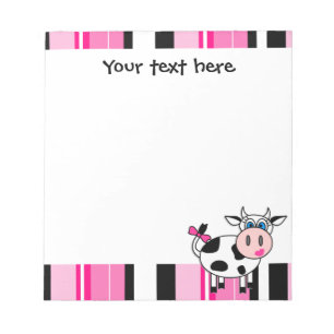Bloc De Notas Vaca Chica feliz - Tinta rosa