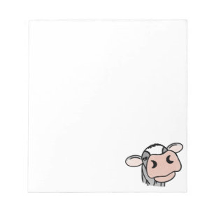 Bloc De Notas vaca de dibujos animados negro blanco rosa beso gr