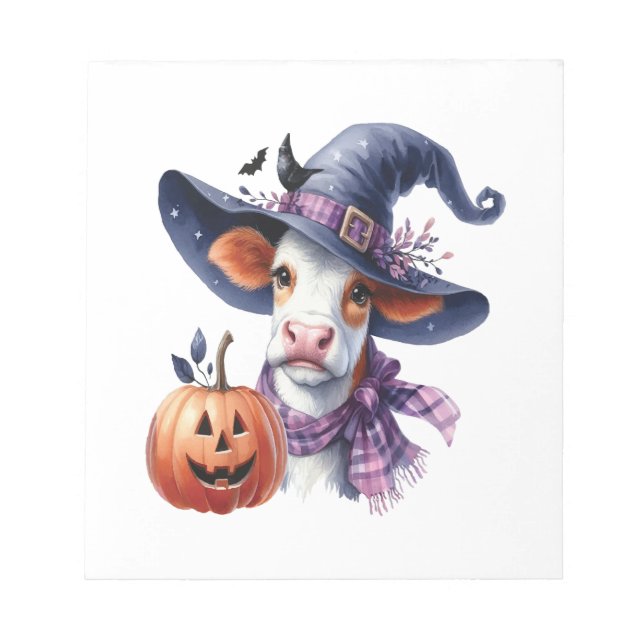 Bloc De Notas Vaca de Halloween con otoño (Frente)