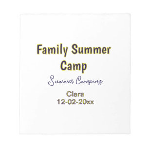 Bloc De Notas Vacaciones de camping familiar personalizadas agre