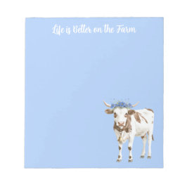 Bloc De Notas Vacas Flores Azules