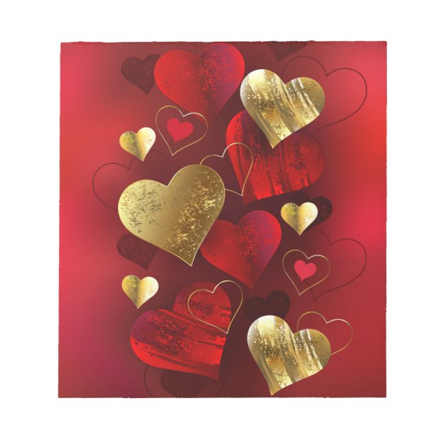 Bloc De Notas Valentinas doradas y rojas (Frente)