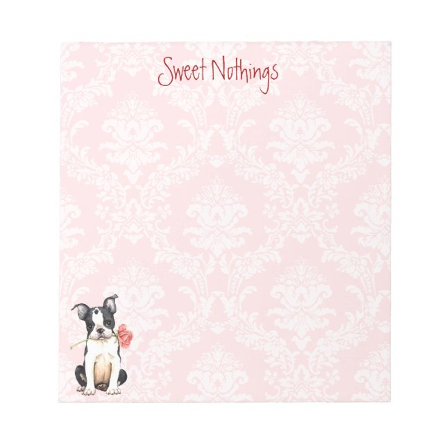 Bloc De Notas Valentine Rosa Boston Terrier (Frente)
