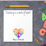 Bloc De Notas Valoración del profesor manos de arco iris persona<br><div class="desc">Personaliza con el nombre de tu profesor favorito. Hace un regalo fantástico para volver a la escuela o cualquier día! ¡Genial para tu profesor, director, secretario, decano o cualquier otra persona en la escuela! ¡Este bloc de notas es de gran tamaño y personalizable! El papel robusto y el diseño simplista...</div>