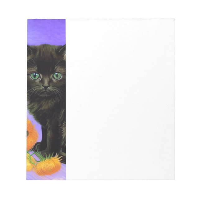 Bloc De Notas Van Gogh Black Kitten con girasoles (Frente)