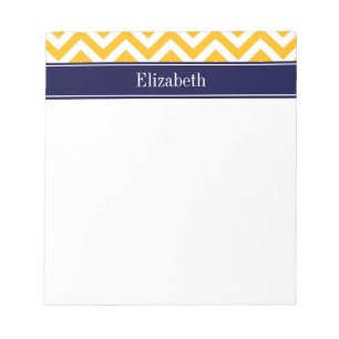 Bloc De Notas Vara de oro Blanca LG Chevron Azul marino Monogram