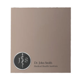 Bloc De Notas Varilla de Asclepio noble y elegante de plata médi