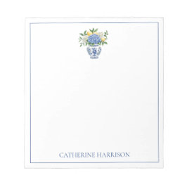 Bloc De Notas Vase Chinoiserie azul y blanco con hidrangeas