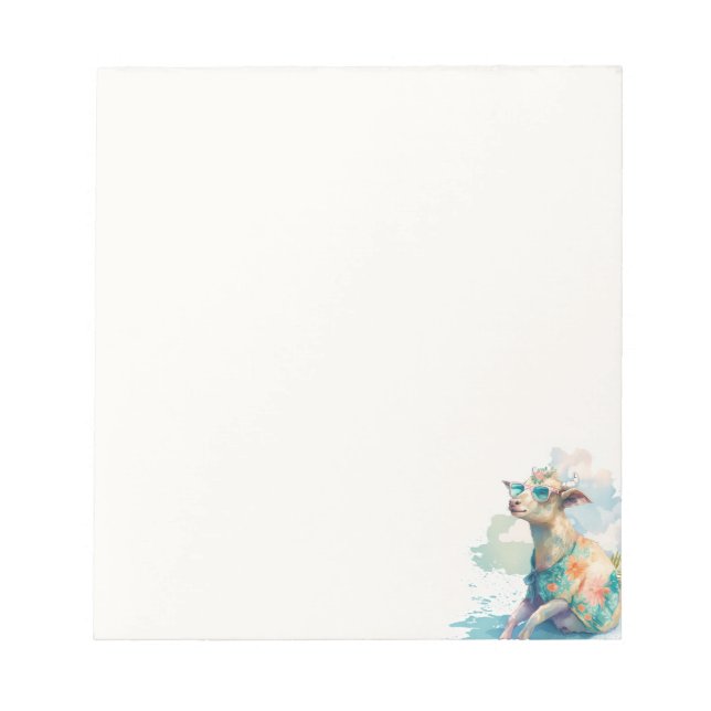 Bloc De Notas Veces de verano acuarela Cabra y gafas de sol - (Frente)