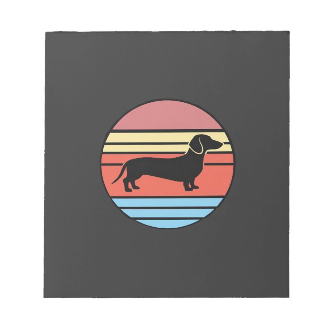 Bloc De Notas Vector Atardecer Perro Dachshund Retro (Frente)