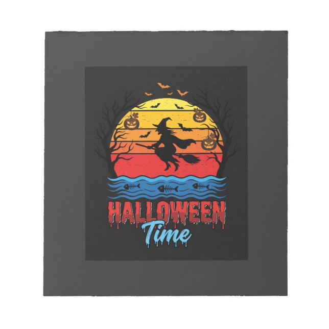 Bloc De Notas Vector Bruja Atardecer Halloween (Frente)