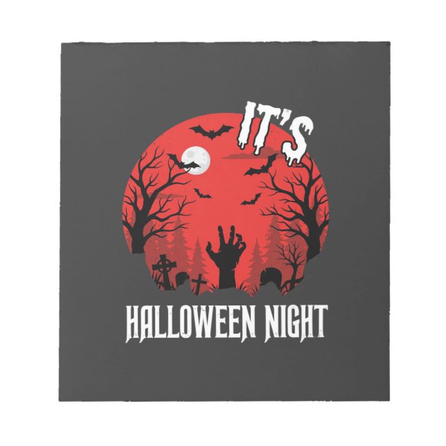 Bloc De Notas Vector Cementerio Espeluznante Noche de Halloween (Frente)
