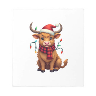 Bloc De Notas Vector de vacaciones navideñas vintage de vaca de 
