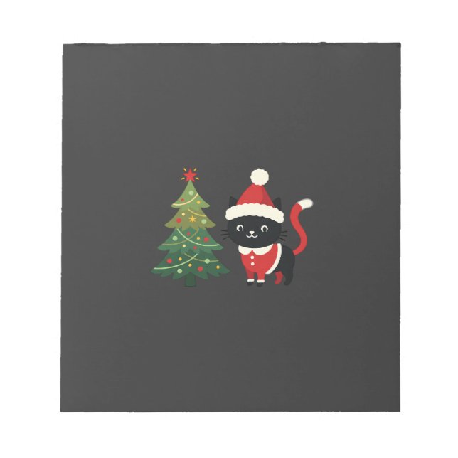 Bloc De Notas Vector gato de Navidad Santa árbol (Frente)