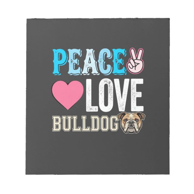 Bloc De Notas Vector Perro Bulldog Paz Amor (Frente)
