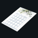 Bloc De Notas Vegetación acuarela Dusty Blue Bridal Shower Bingo<br><div class="desc">Moderna y elegante acuarela Botánica Verdor Bridal Shower Bingo Sheets Notepad incluye hojas de eucalipto,  follaje botánico verde,  polvorientas hojas azules y otros hermosos paisajes botánicos. Guión de caligrafía de moda. Azul turbio.</div>