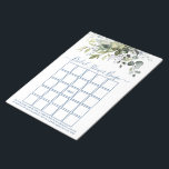 Bloc De Notas Vegetación acuarela Dusty Blue Bridal Shower Bingo<br><div class="desc">Moderna y elegante acuarela Botánica Verdor Bridal Shower Bingo Sheets Notepad incluye hojas de eucalipto,  follaje botánico verde,  polvorientas hojas azules y otros hermosos paisajes botánicos. Guión de caligrafía de moda. Azul turbio.</div>