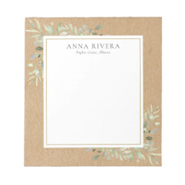 Bloc De Notas Vegetación acuarela Floral Rustic Kraft Boho