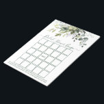 Bloc De Notas Vegetación de color de agua Vegetación Vegetación<br><div class="desc">Moderna y elegante acuarela Botánica Verdor Bridal Shower Bingo Sheets Notepad incluye hojas de eucalipto,  follaje botánico verde,  polvorientas hojas azules y otros hermosos paisajes botánicos. Guión de caligrafía de moda. Verde salvia.</div>