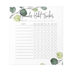 Bloc De Notas Vegetación Mínima Script Habit Tracker Notepad