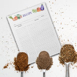 Bloc De Notas Vegetales acuarelas, recetas culinarias<br><div class="desc">Un sencillo cuaderno con verduras acuáticas para la organización de recetas.</div>