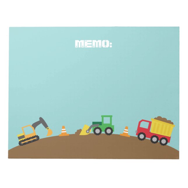 Bloc De Notas Vehículos De Construcción Cuestos Para Niños (Frente)