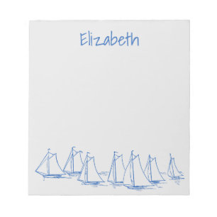 Bloc De Notas Velero Azul Náutico en Gris Personalizado